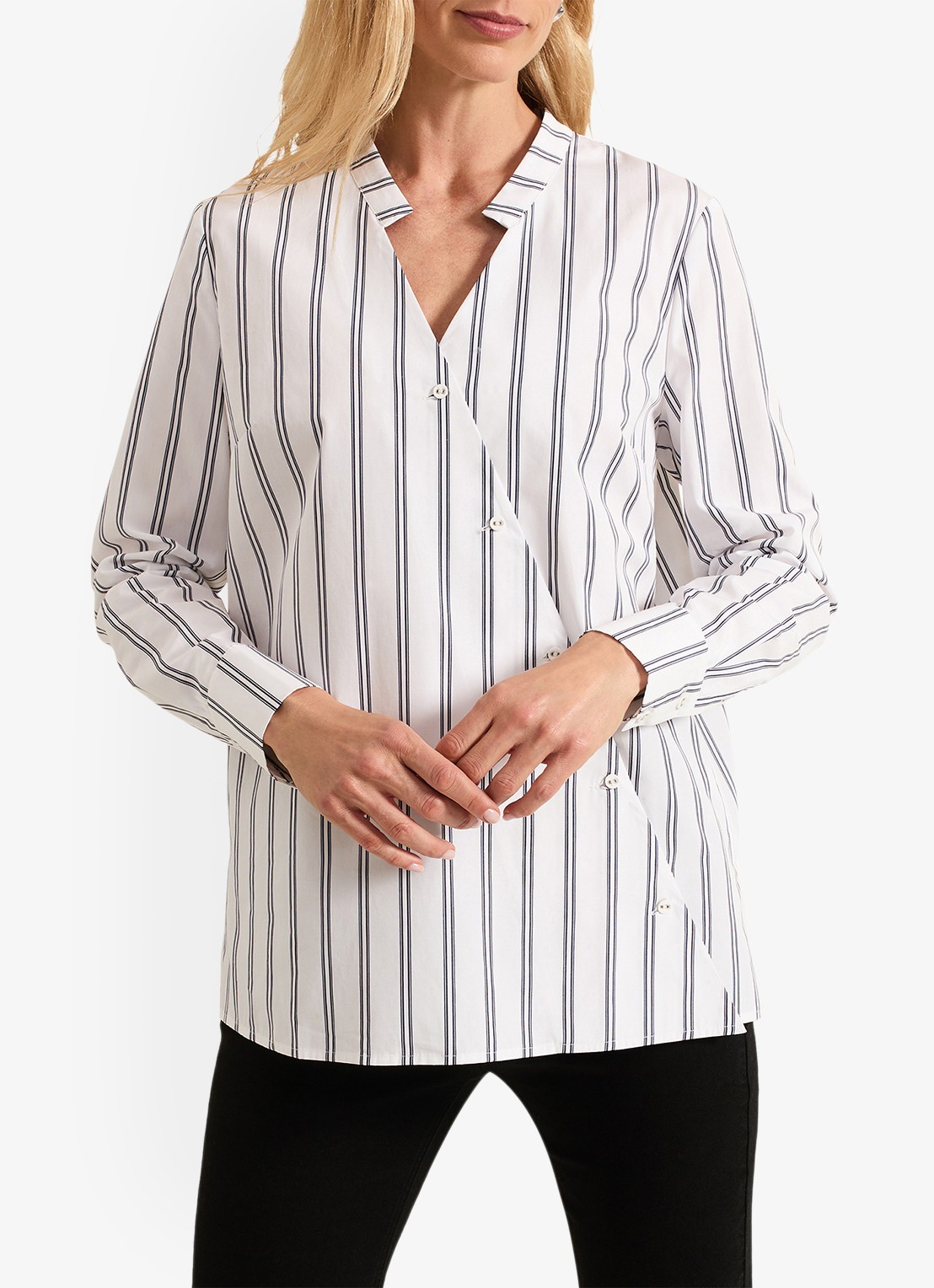 Phase Eight Ashlyn oversized blouse met streepprint - detail 4 wit