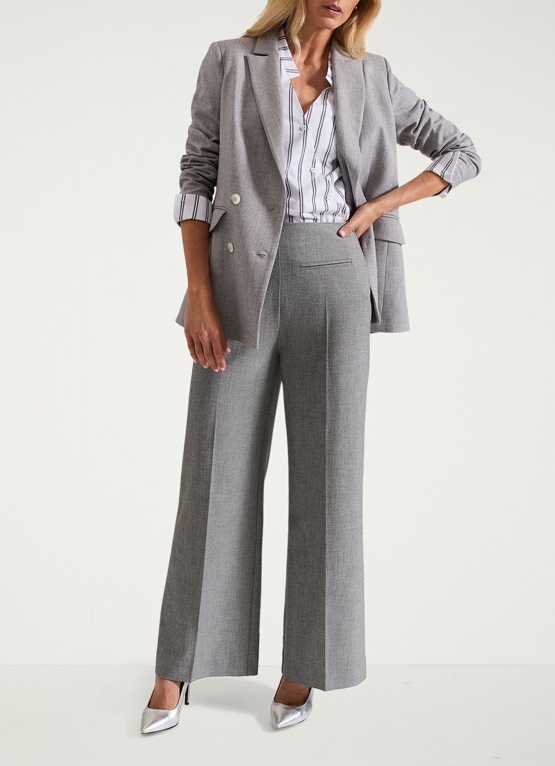 Phase Eight Ashlyn oversized blouse met streepprint - detail 8 wit