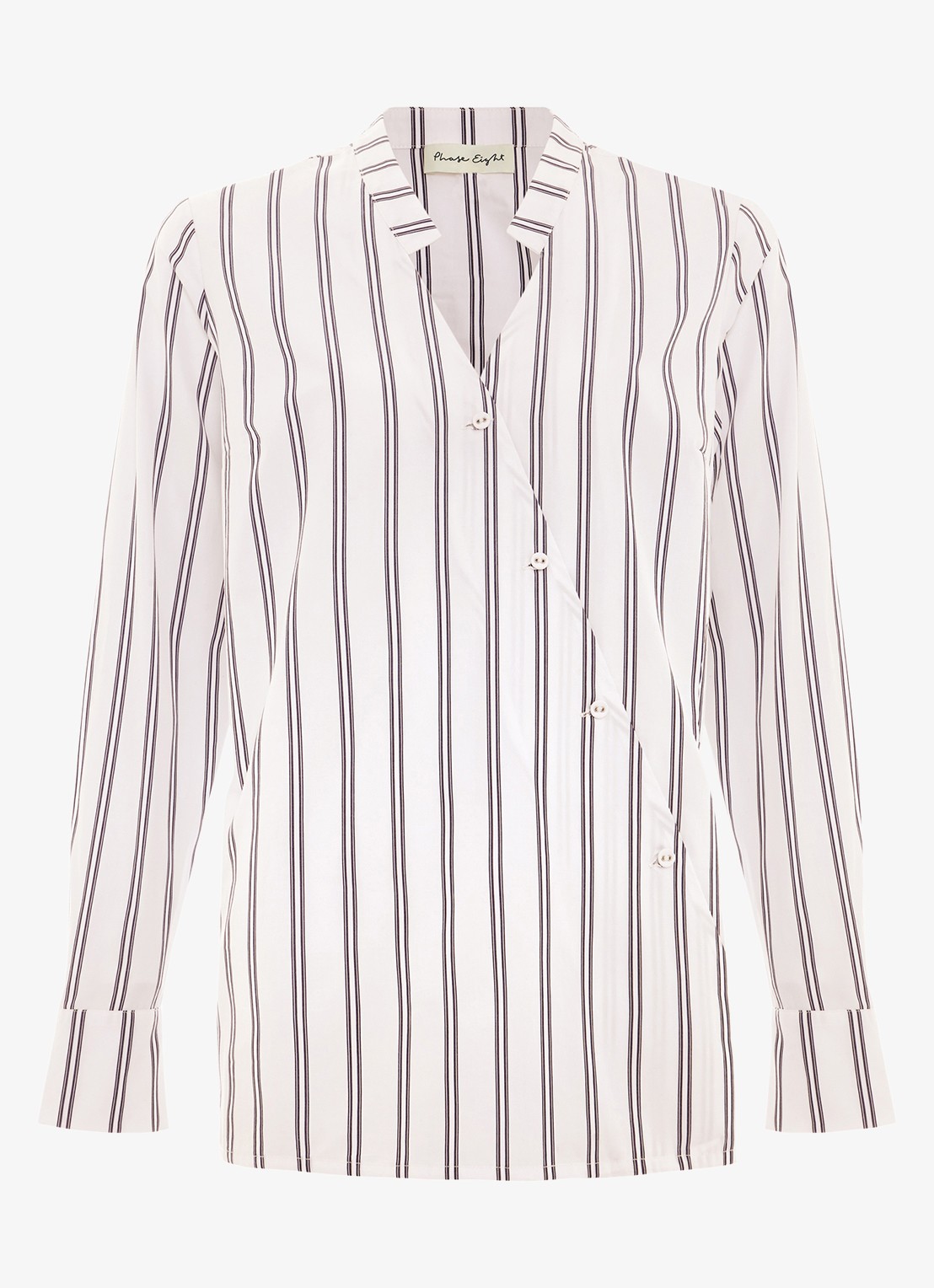 Phase Eight Ashlyn oversized blouse met streepprint - voorkant wit