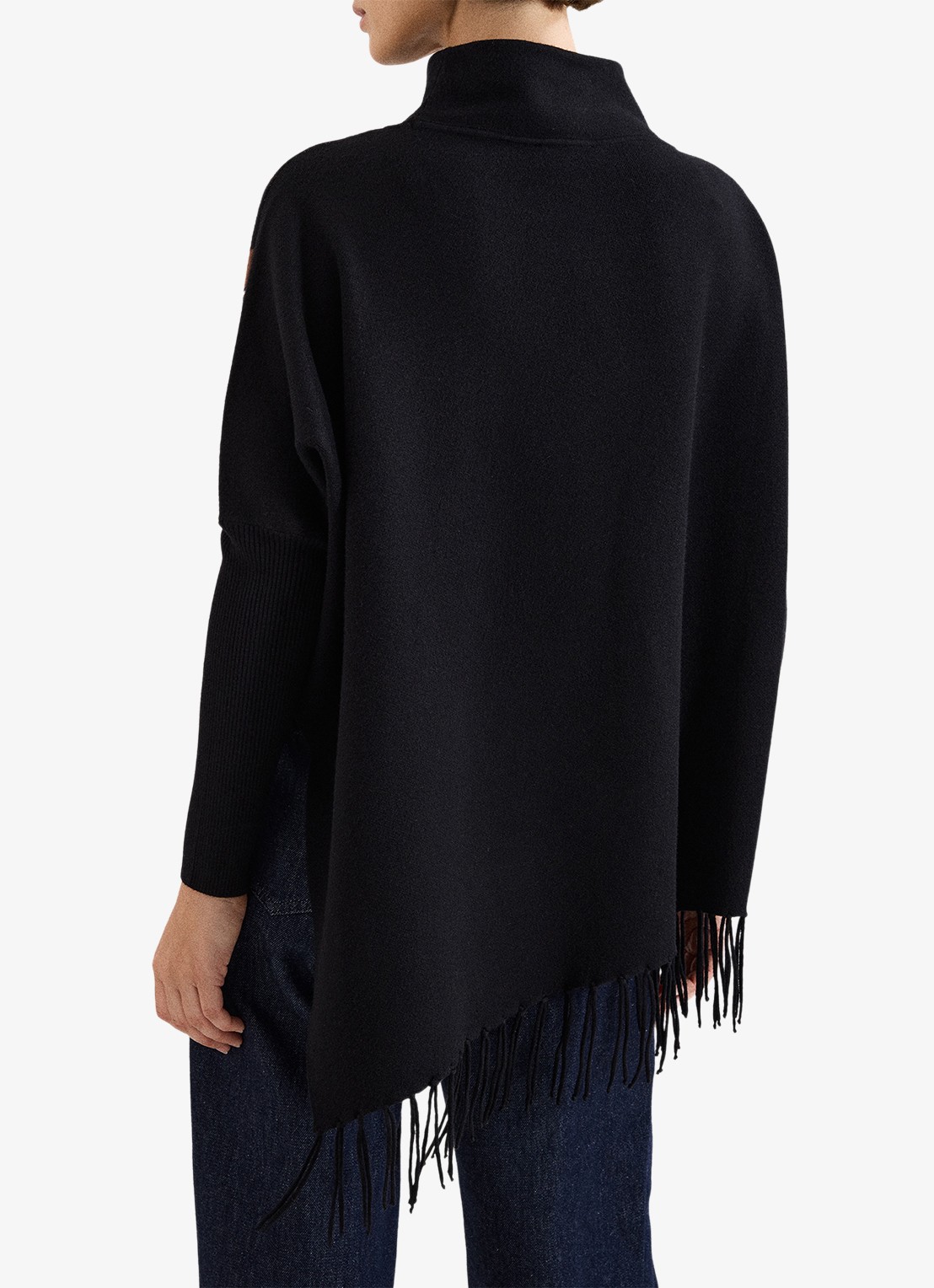 Phase Eight Athena poncho met franjes  - achterkant 8 zwart