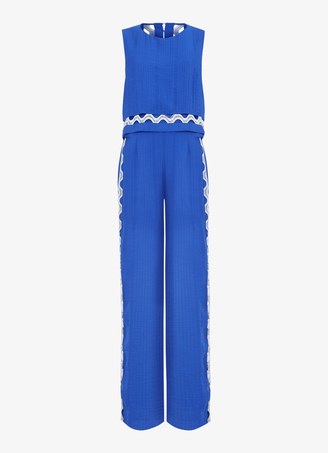 Phase Eight Aubrey wide fit jumpsuit met borduring - voorkant 6 blauw