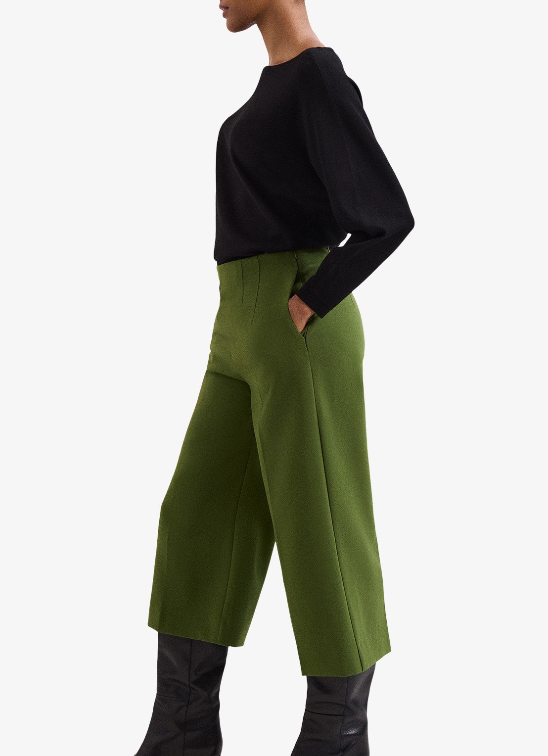 Phase Eight Aubrielle high waist loose fit culotte met steekzakken - detail 5 groen