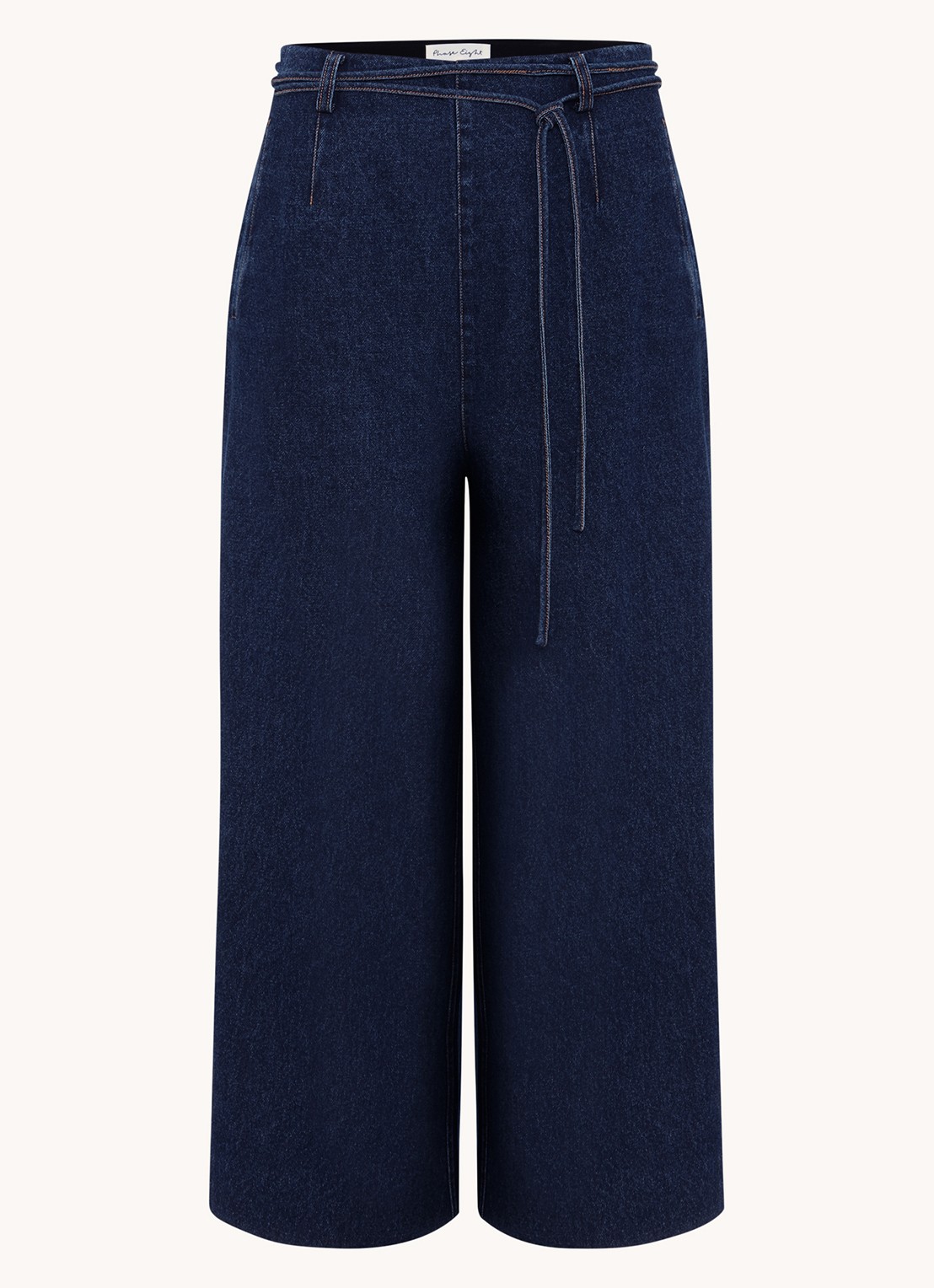 Phase Eight Aubrielle high waist wide fit cullote met donkere wassing - voorkant 7 denim