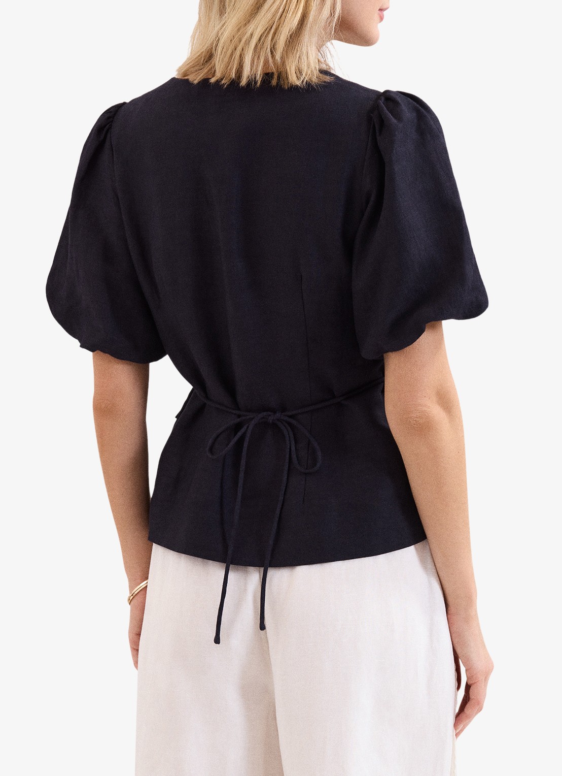Phase Eight Audrey blouse in linnenblend - achterkant 6 donkerblauw