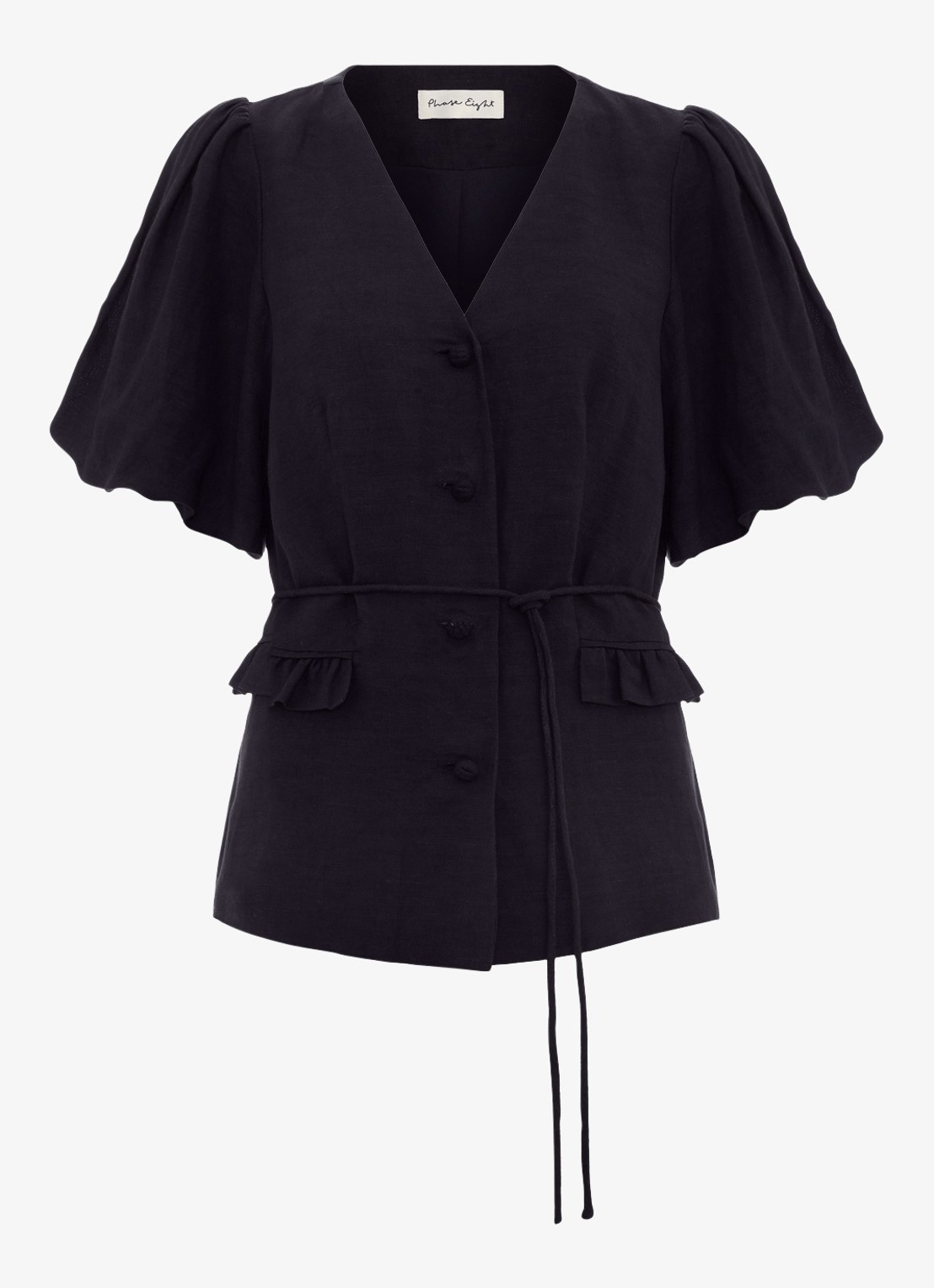 Phase Eight Audrey blouse in linnenblend - voorkant 7 donkerblauw