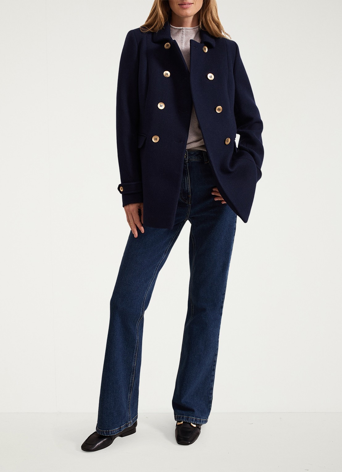 Phase Eight Aurelie Wool Peacoat - detail 4 donkerblauw