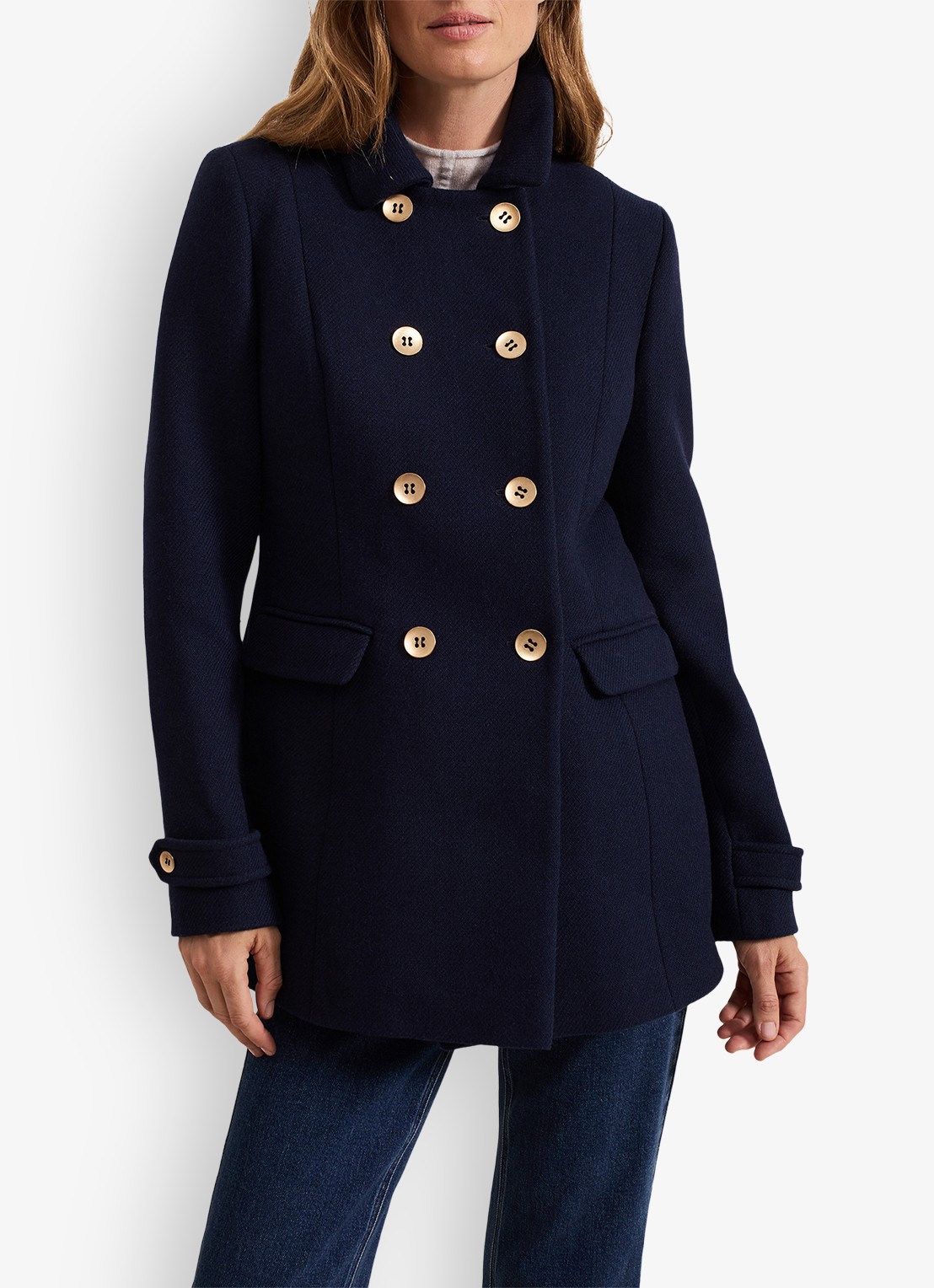 Phase Eight Aurelie Wool Peacoat - voorkant 3 donkerblauw