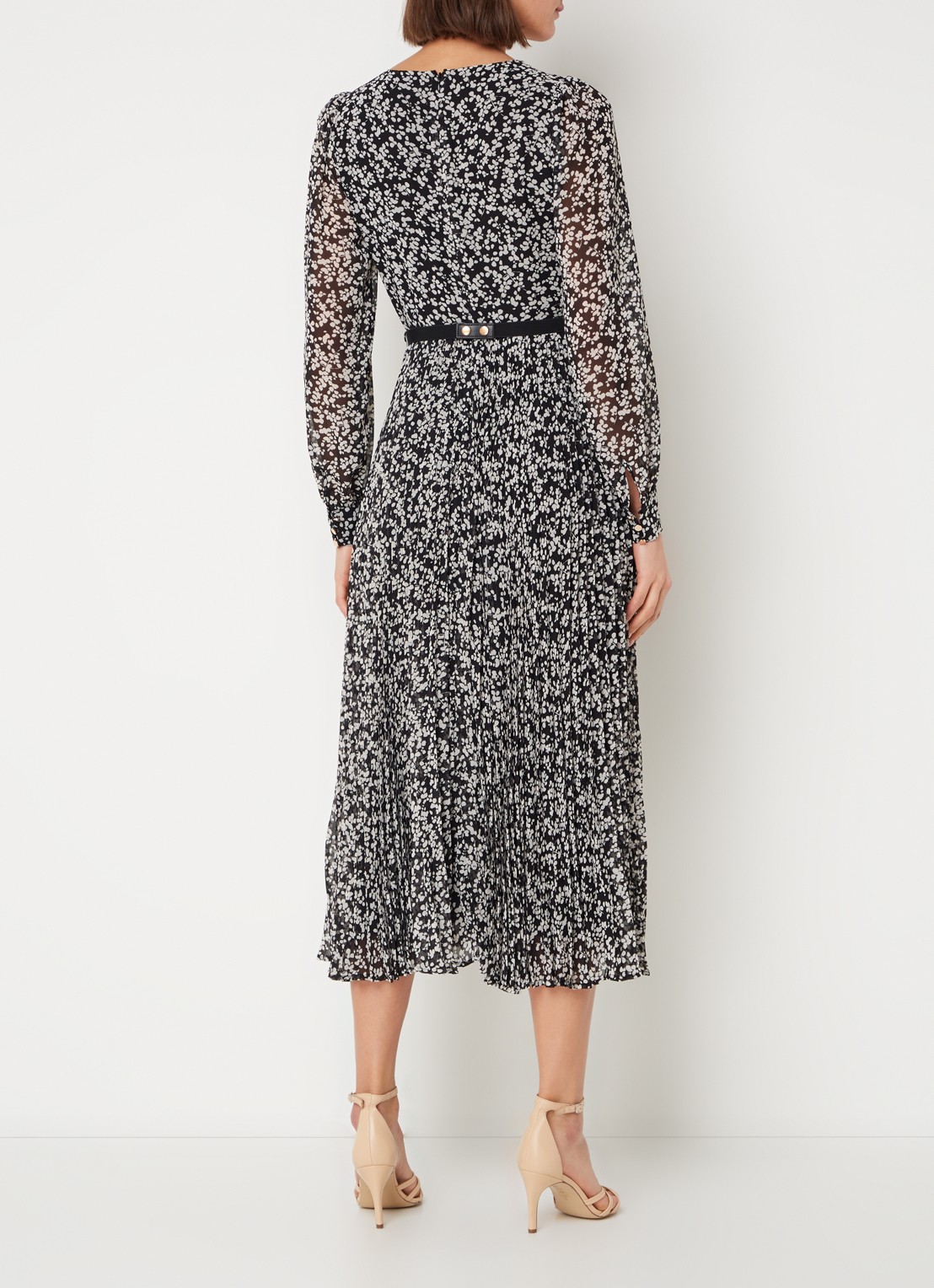 Phase Eight Ayana midi tuniekjurk met bloemenprint en ceintuur  - achterkant 4 zwart