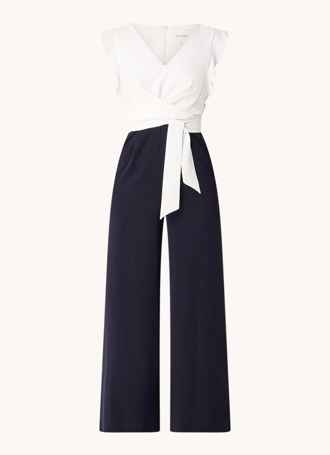 Phase Eight Ayla loose fit jumpsuit met gestrikt detail en steekzakken - voorkant donkerblauw