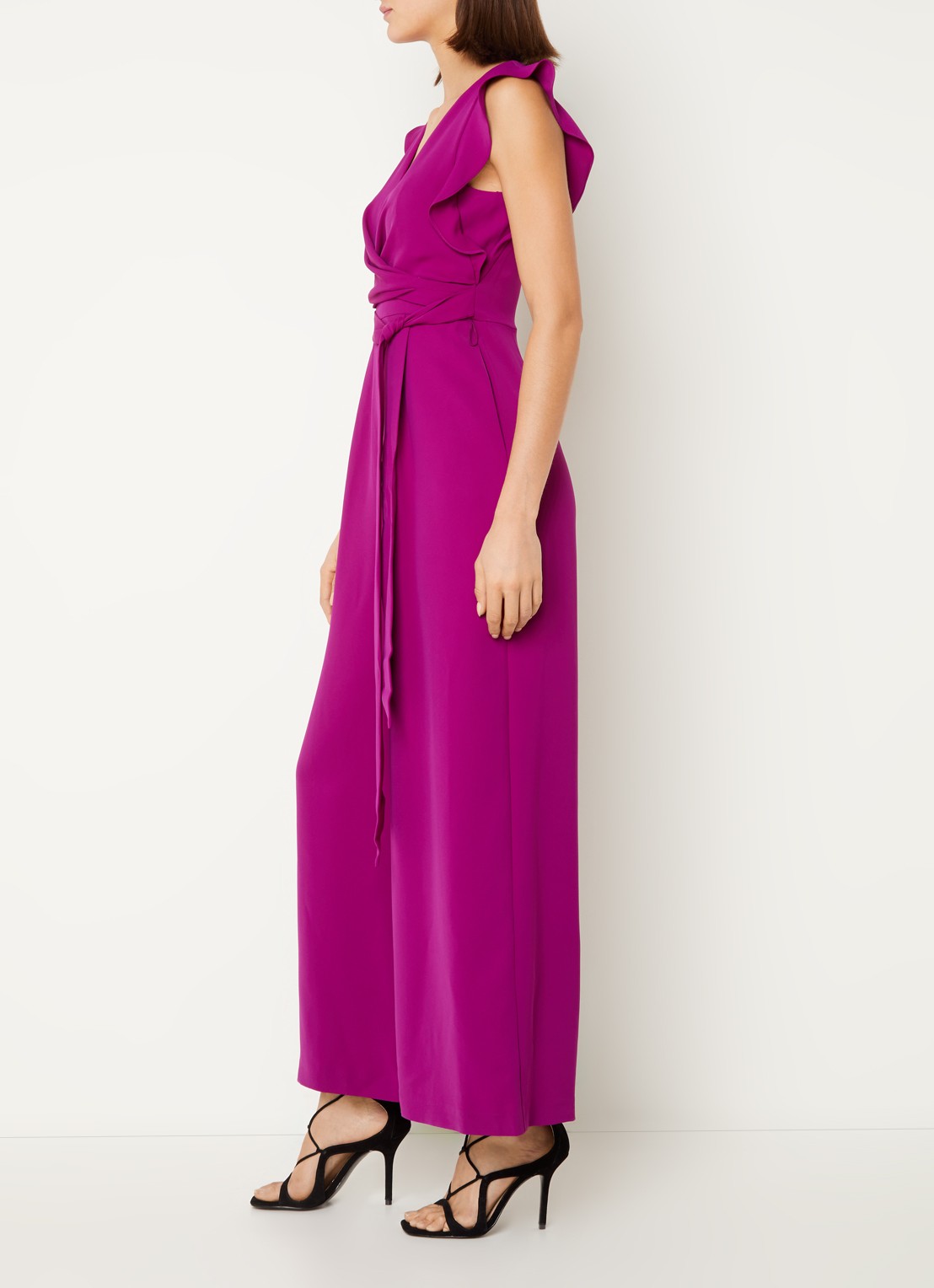 Phase Eight Ayla wide fit jumpsuit met strikceintuur - voorkant 4 paars