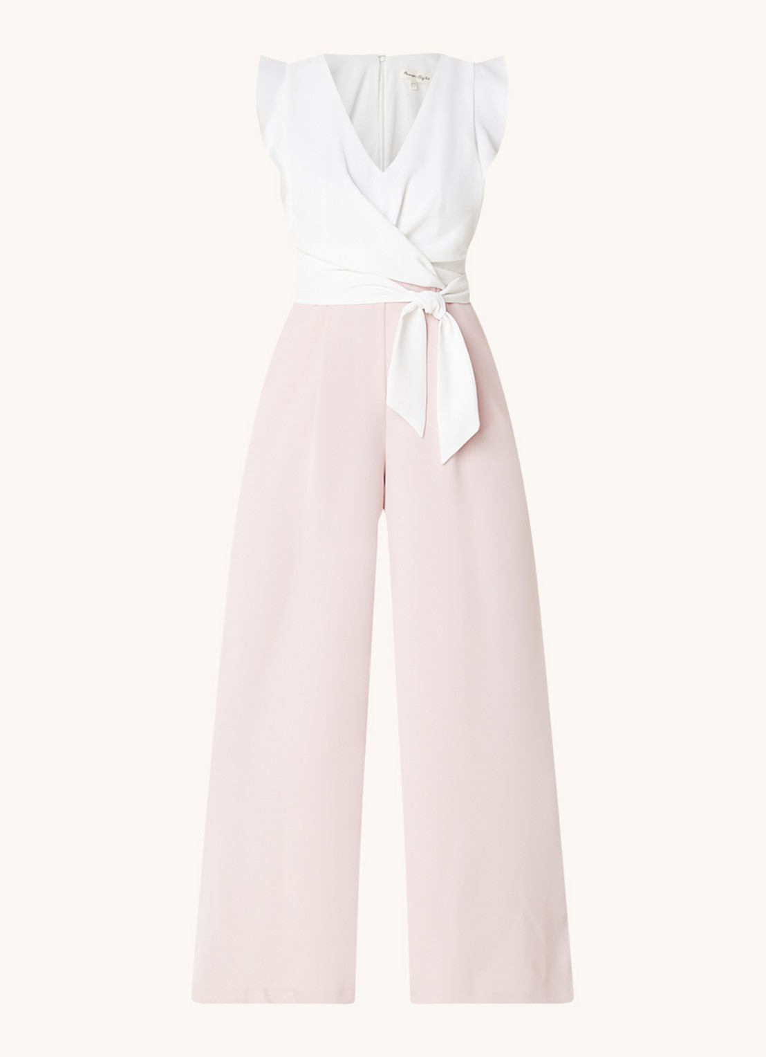 Phase Eight Ayla wide fit jumpsuit met strikceintuur - voorkant wit