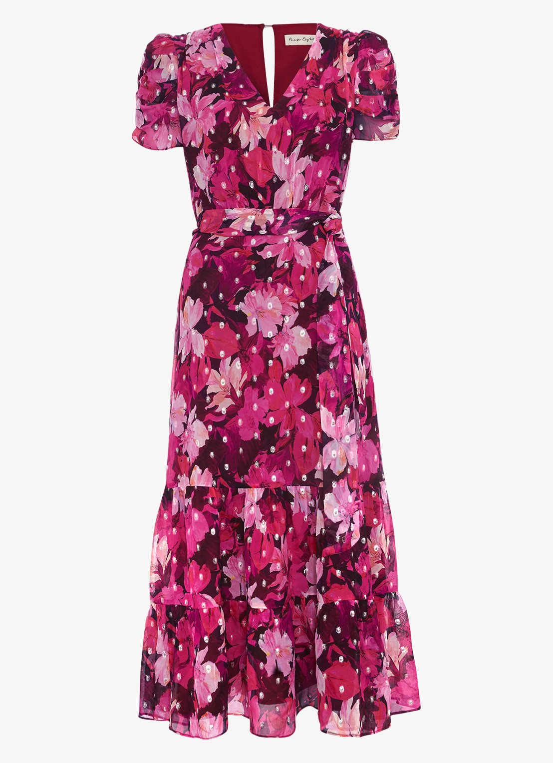 Phase Eight Azalea midi jurk met bloemenprint - voorkant roze