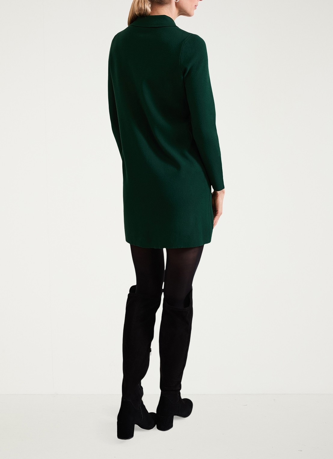 Phase Eight Azealia ribgebreide mini jurk met stretch - achterkant 7 groen