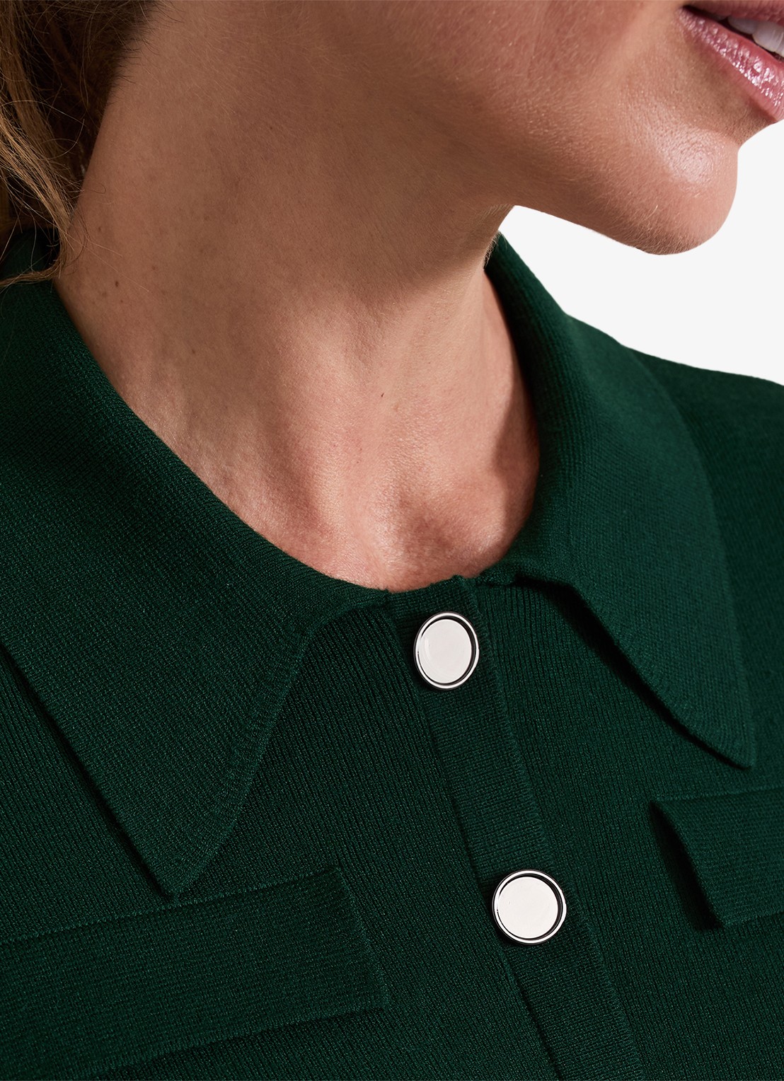 Phase Eight Azealia ribgebreide mini jurk met stretch - detail 4 groen
