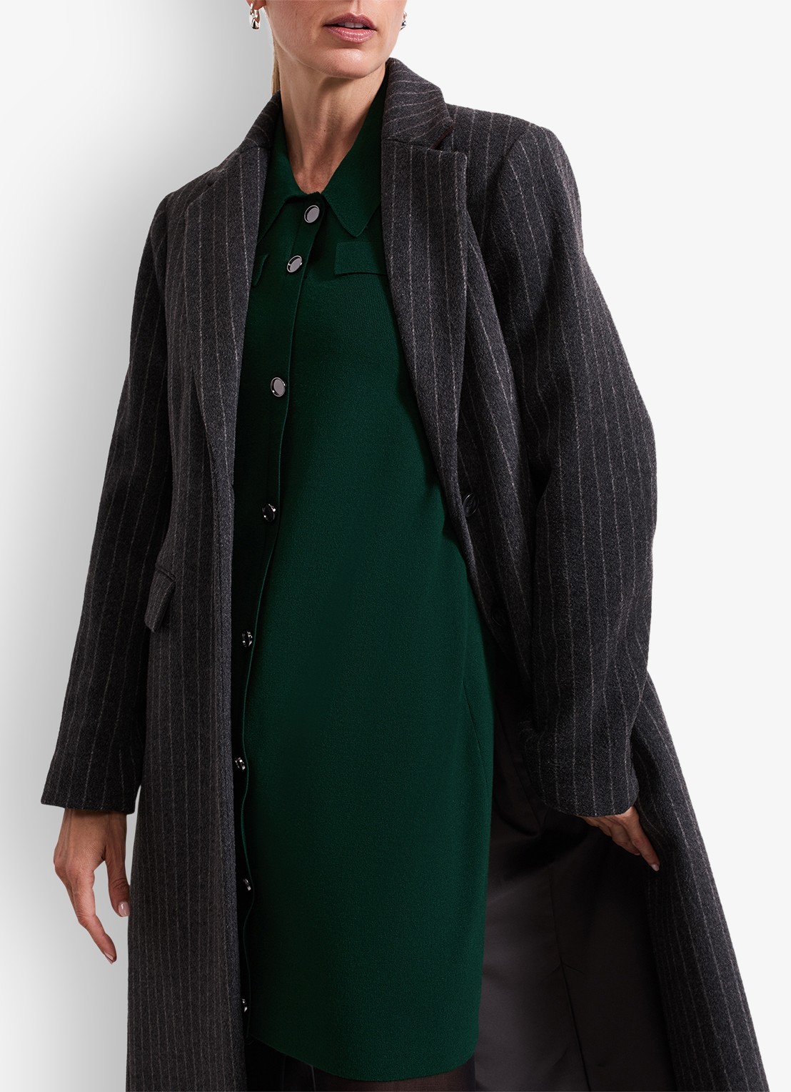 Phase Eight Azealia ribgebreide mini jurk met stretch - detail 6 groen
