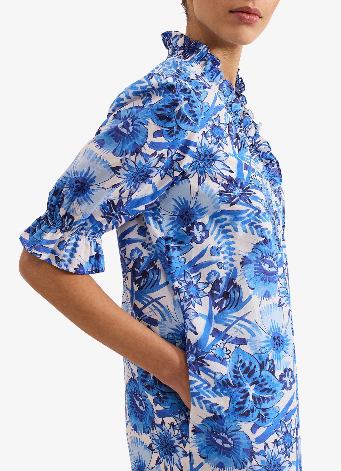 Phase Eight Azelia mini tuniekjurk met bloemenprint - detail 4 blauw