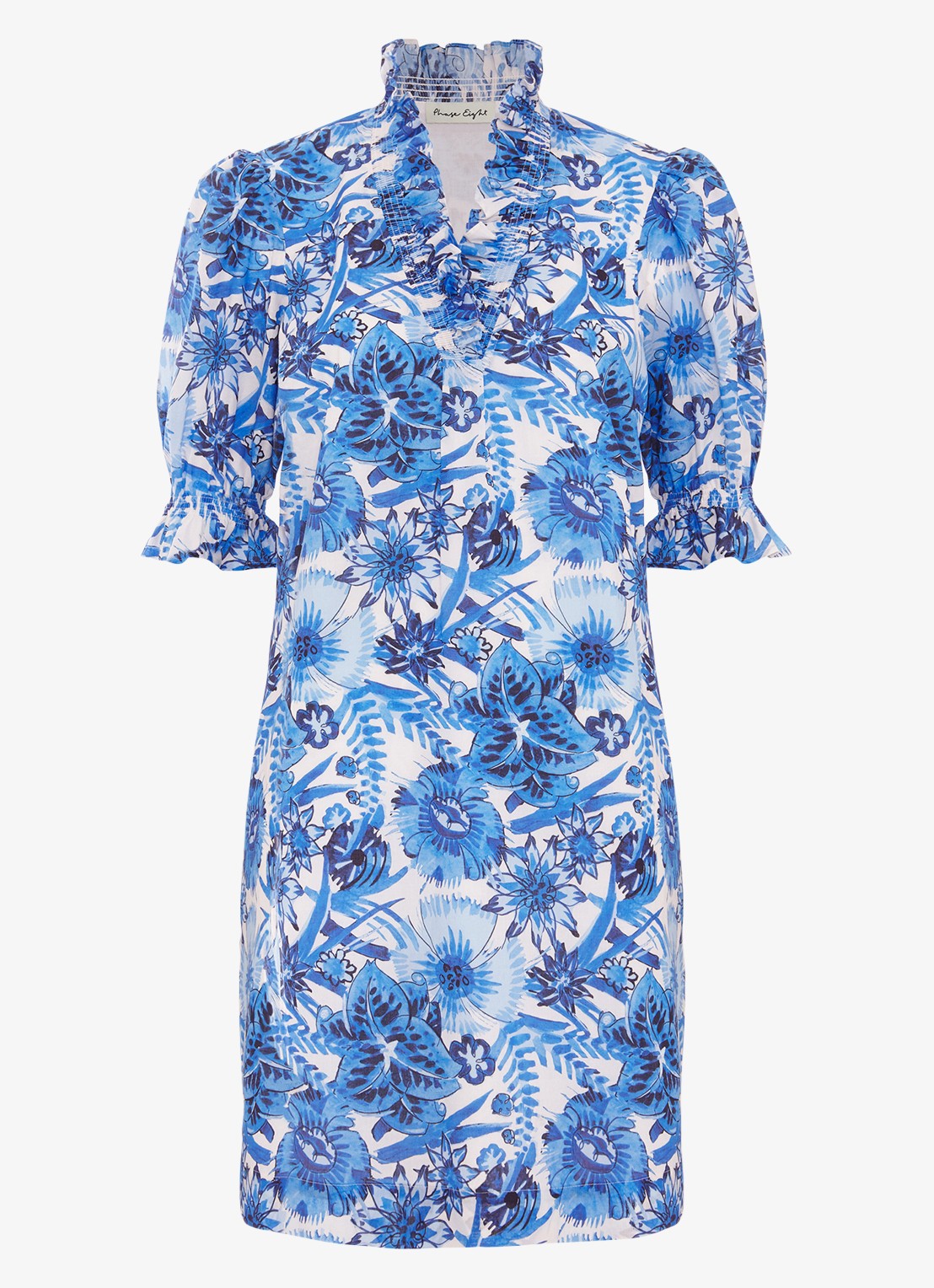 Phase Eight Azelia mini tuniekjurk met bloemenprint - voorkant 6 blauw