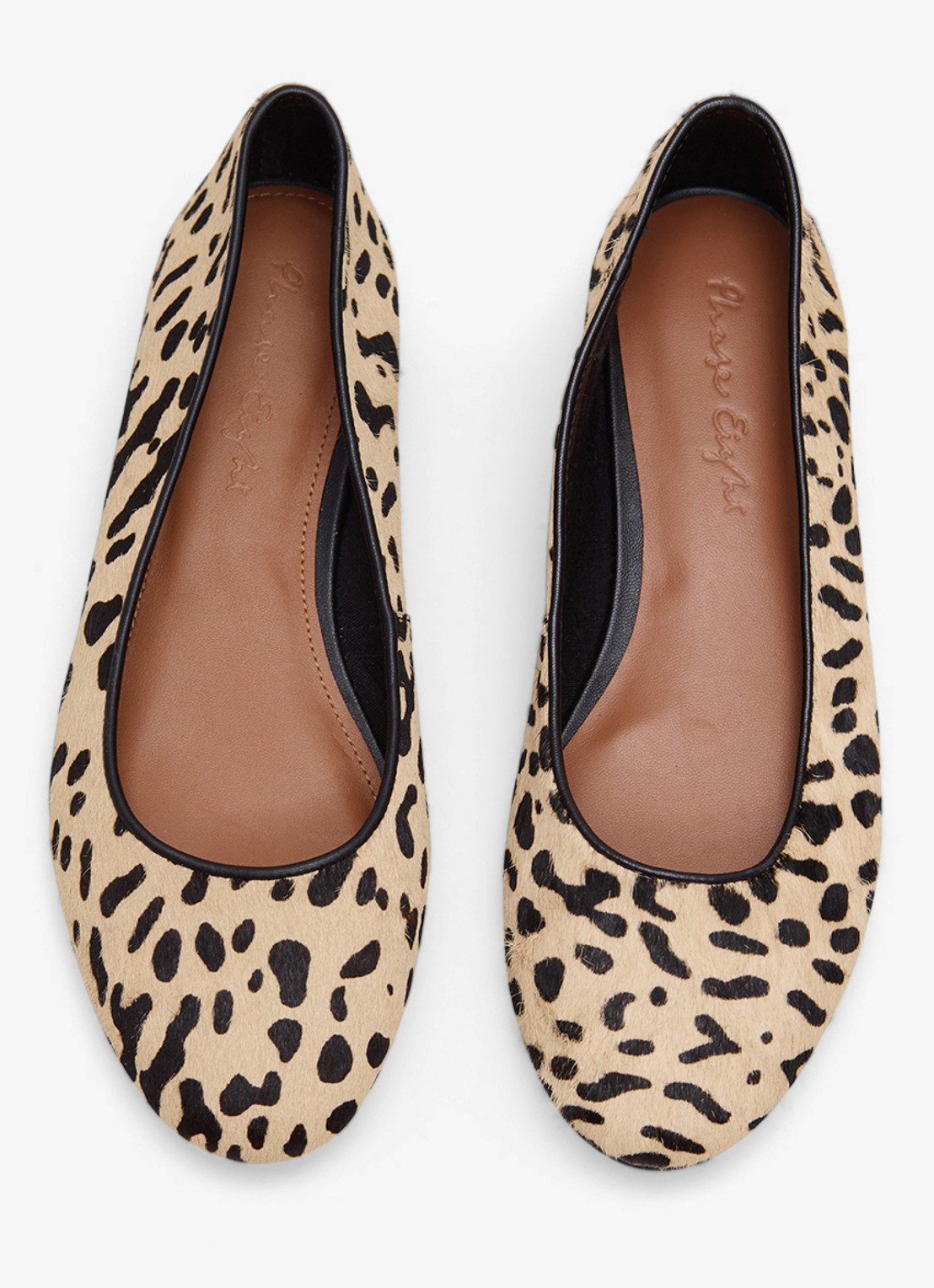 Phase Eight Ballerina van leer met panterprint - detail 5 bruin