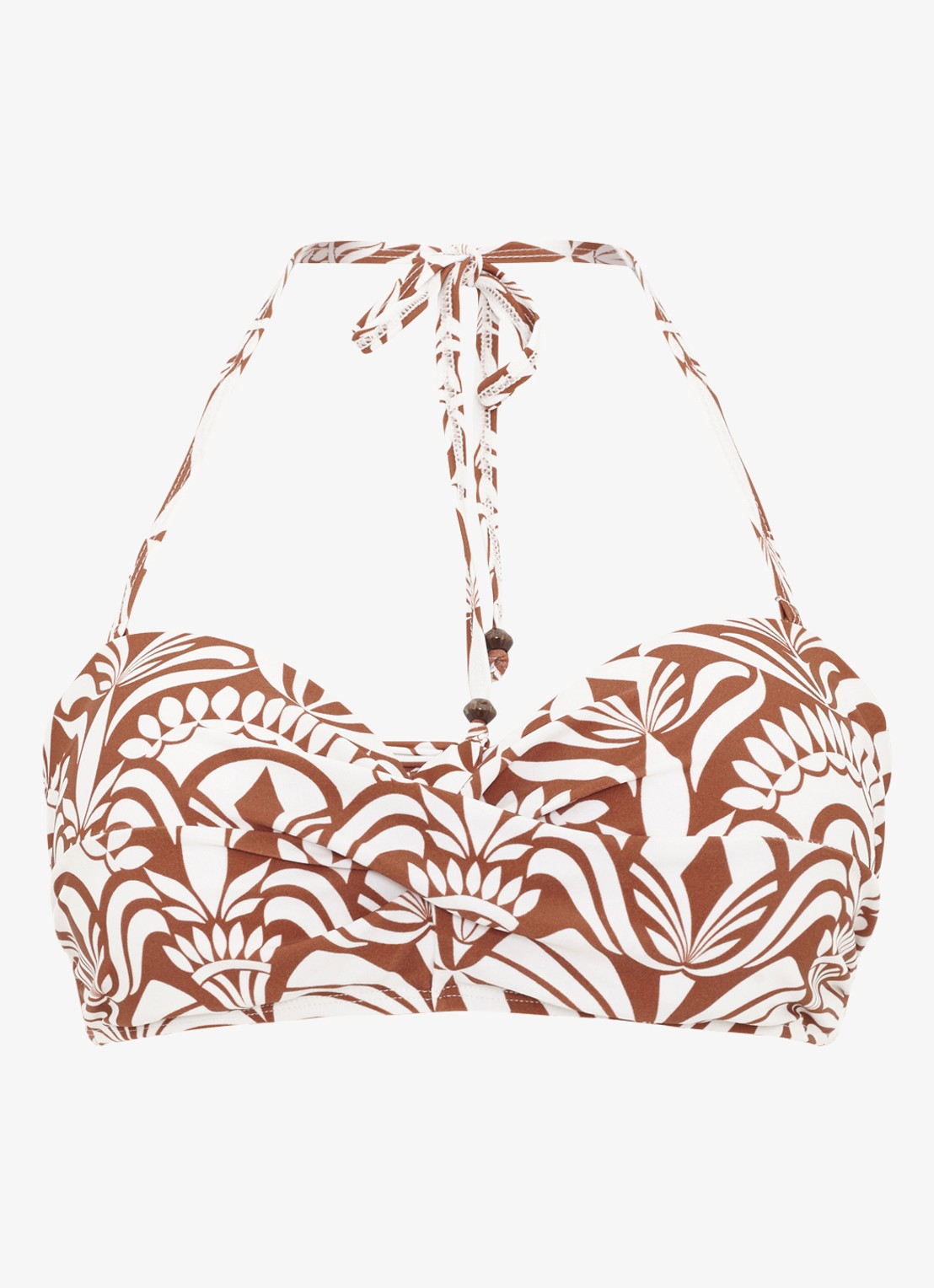 Phase Eight Bandeau bikinitop met afneembare bandjes en print - voorkant 6 bruin