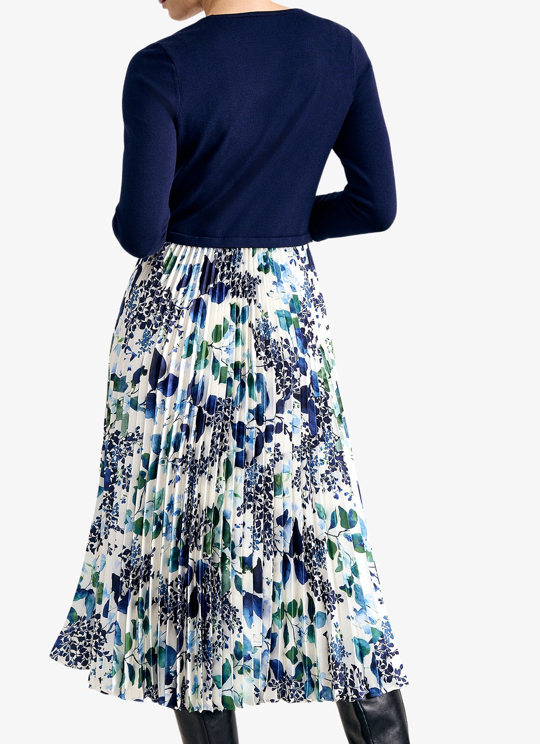 Phase Eight Beatrice midi jurk met bloemenprint - achterkant donkerblauw