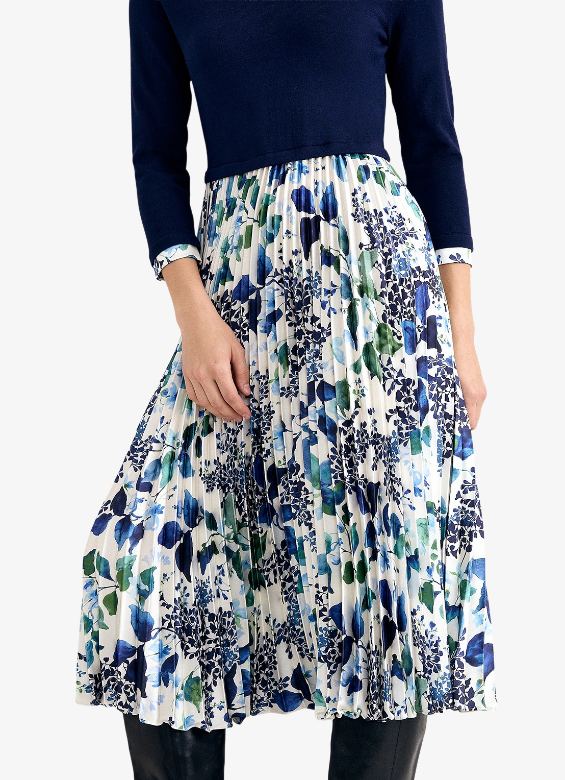 Phase Eight Beatrice midi jurk met bloemenprint - detail 5 donkerblauw
