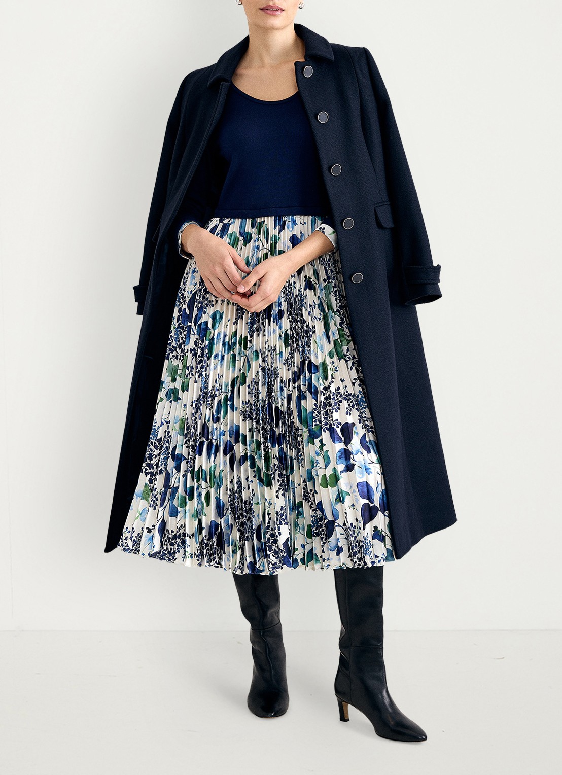 Phase Eight Beatrice midi jurk met bloemenprint - detail 7 donkerblauw