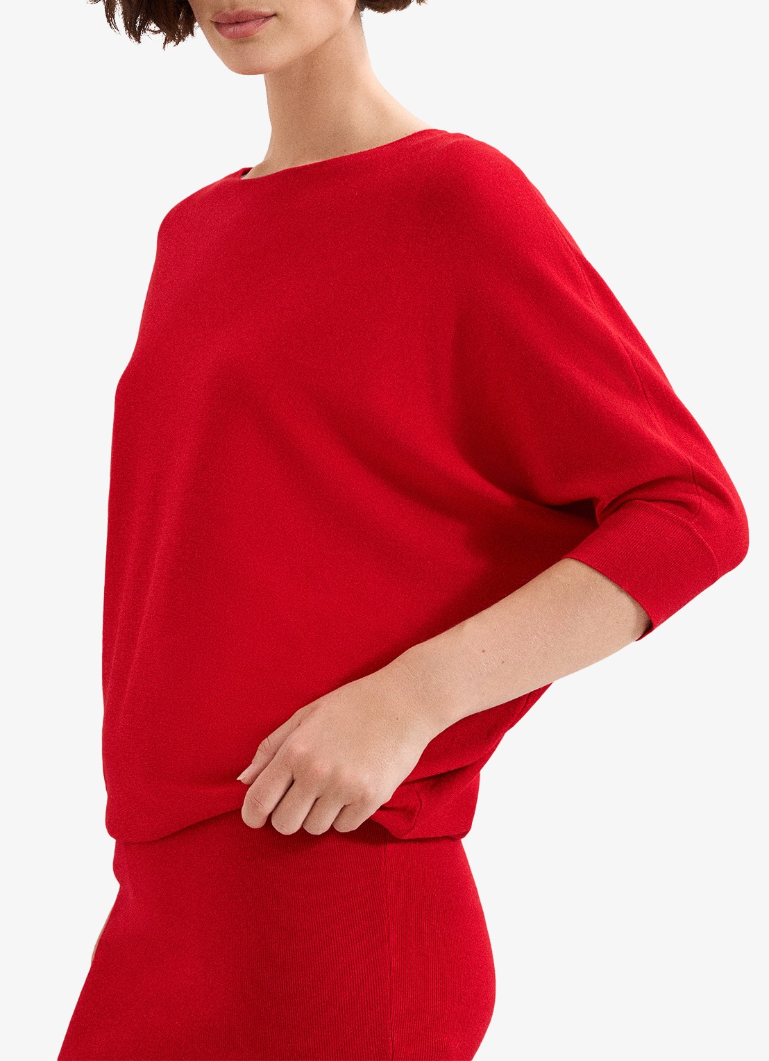 Phase Eight Becca mini fijngebreide jurk met vleermuismouw - detail 6 rood