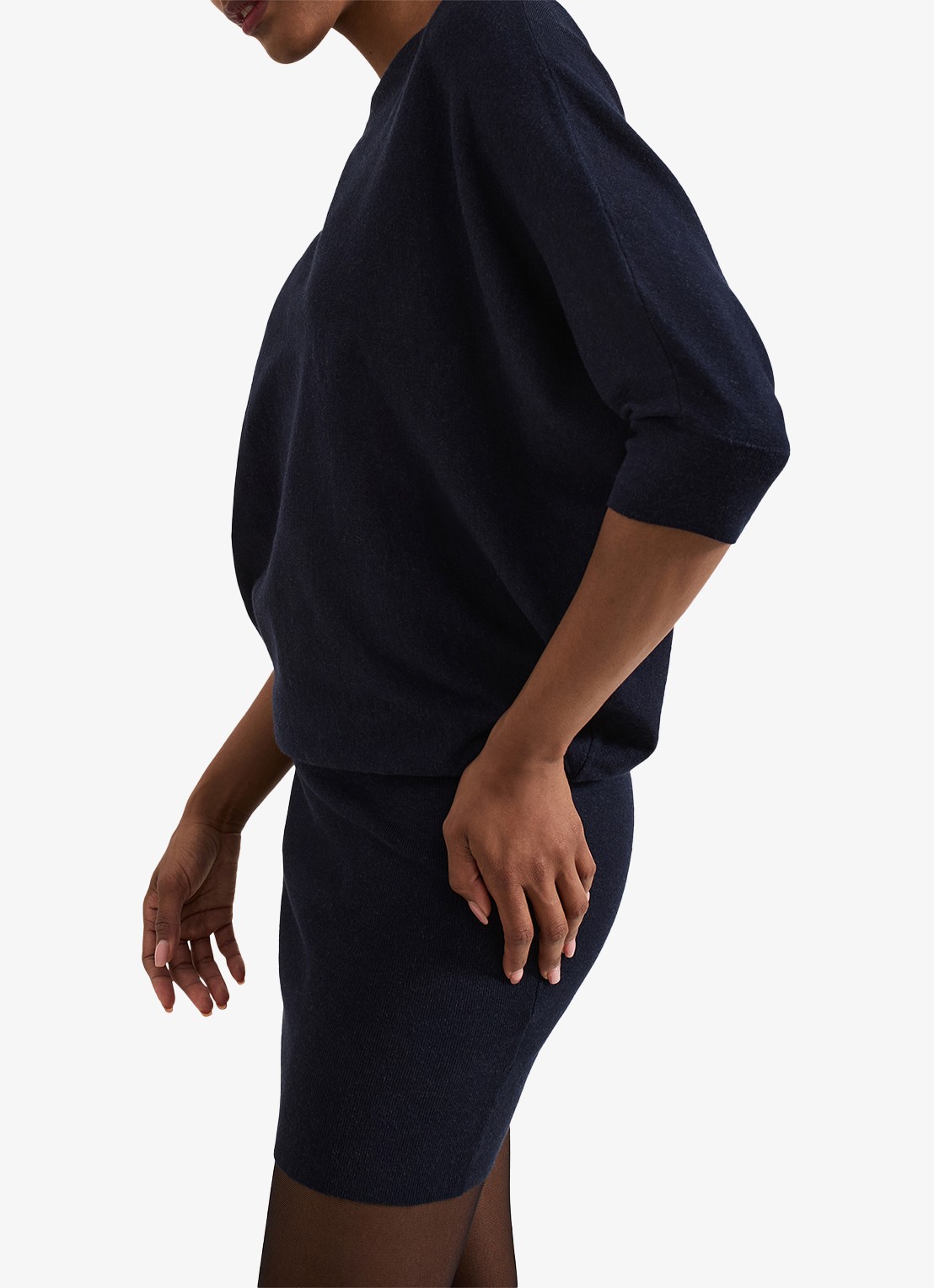 Phase Eight Becca mini jurk met vleermuismouwen  - detail 6 donkerblauw
