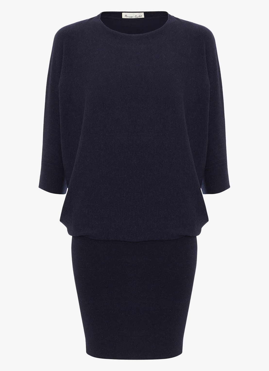 Phase Eight Becca mini jurk met vleermuismouwen  - voorkant donkerblauw