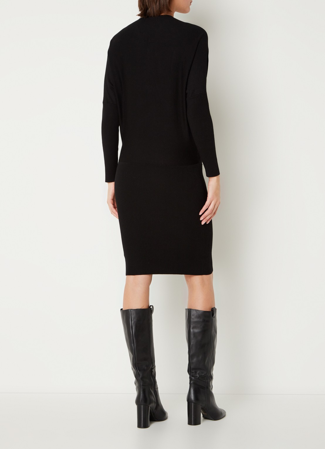 Phase Eight Becca Zip Neck Dress Black 08 - achterkant zwart