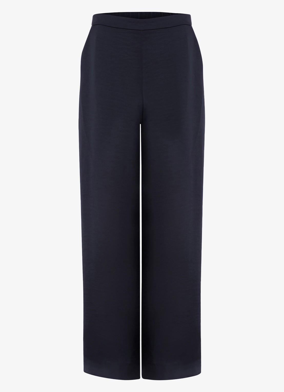 Phase Eight Beccy wide fit pantalon van satijn met steekzakken - voorkant 7 donkerblauw