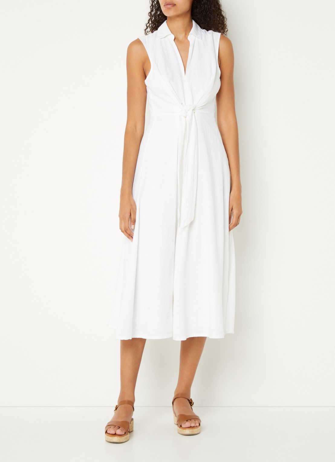 Phase Eight Becky midi jurk in linnenblend met strikdetail - detail 4 wit