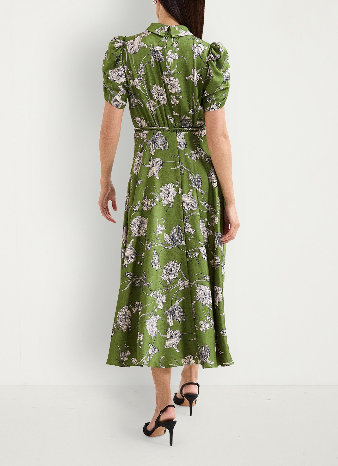 Phase Eight Bella midi tuniekjurk met bloemenprint - achterkant 3 groen