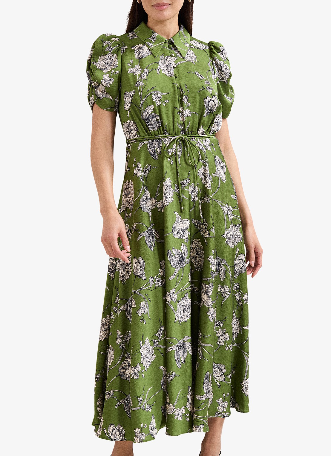 Phase Eight Bella midi tuniekjurk met bloemenprint - detail 4 groen