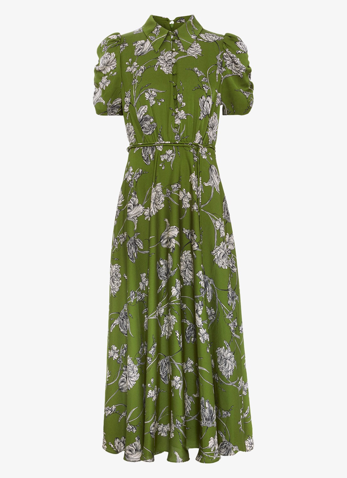 Phase Eight Bella midi tuniekjurk met bloemenprint - voorkant groen