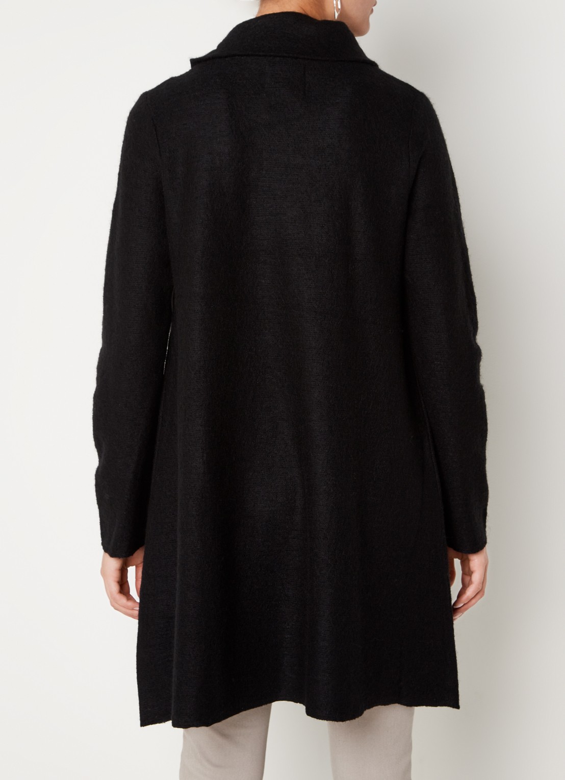 Phase Eight Bellona mantel in wolblend met steekzakken en stretch - achterkant 2 zwart