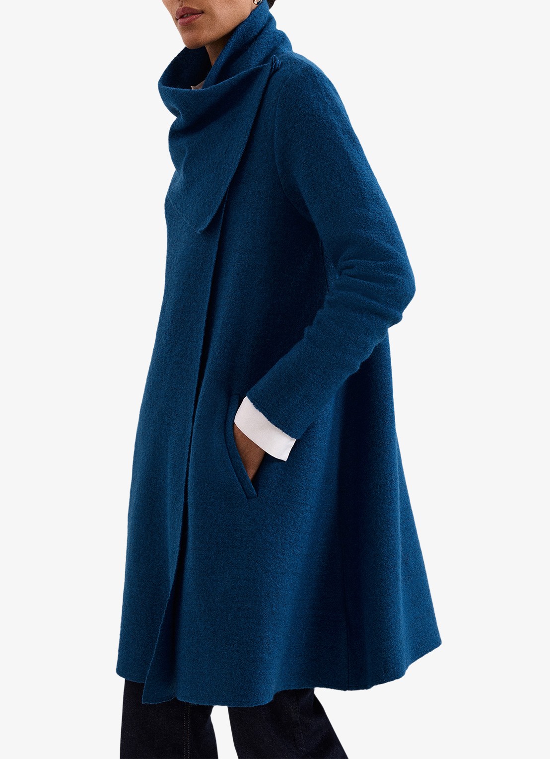 Phase Eight Bellona manteljas met sjaalkraag - detail donkerblauw