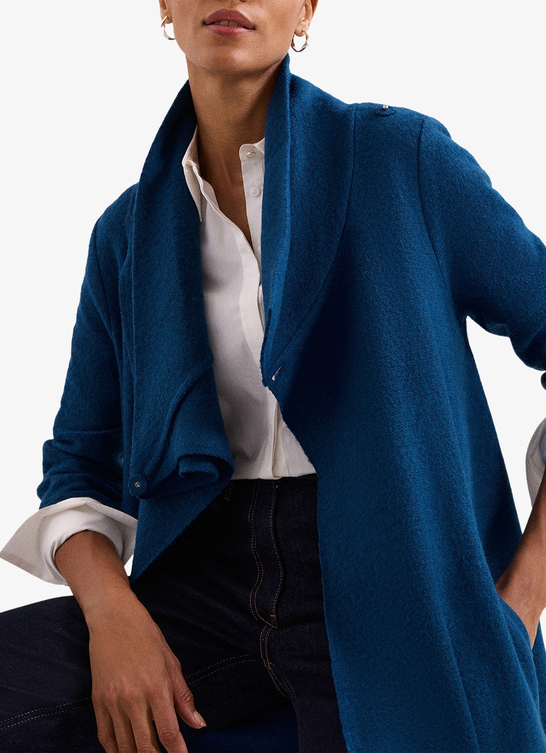 Phase Eight Bellona manteljas met sjaalkraag - detail 2 donkerblauw
