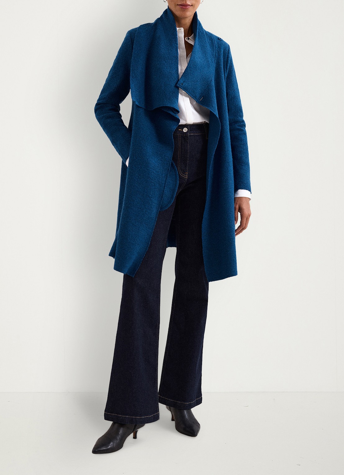 Phase Eight Bellona manteljas met sjaalkraag - voorkant 8 donkerblauw