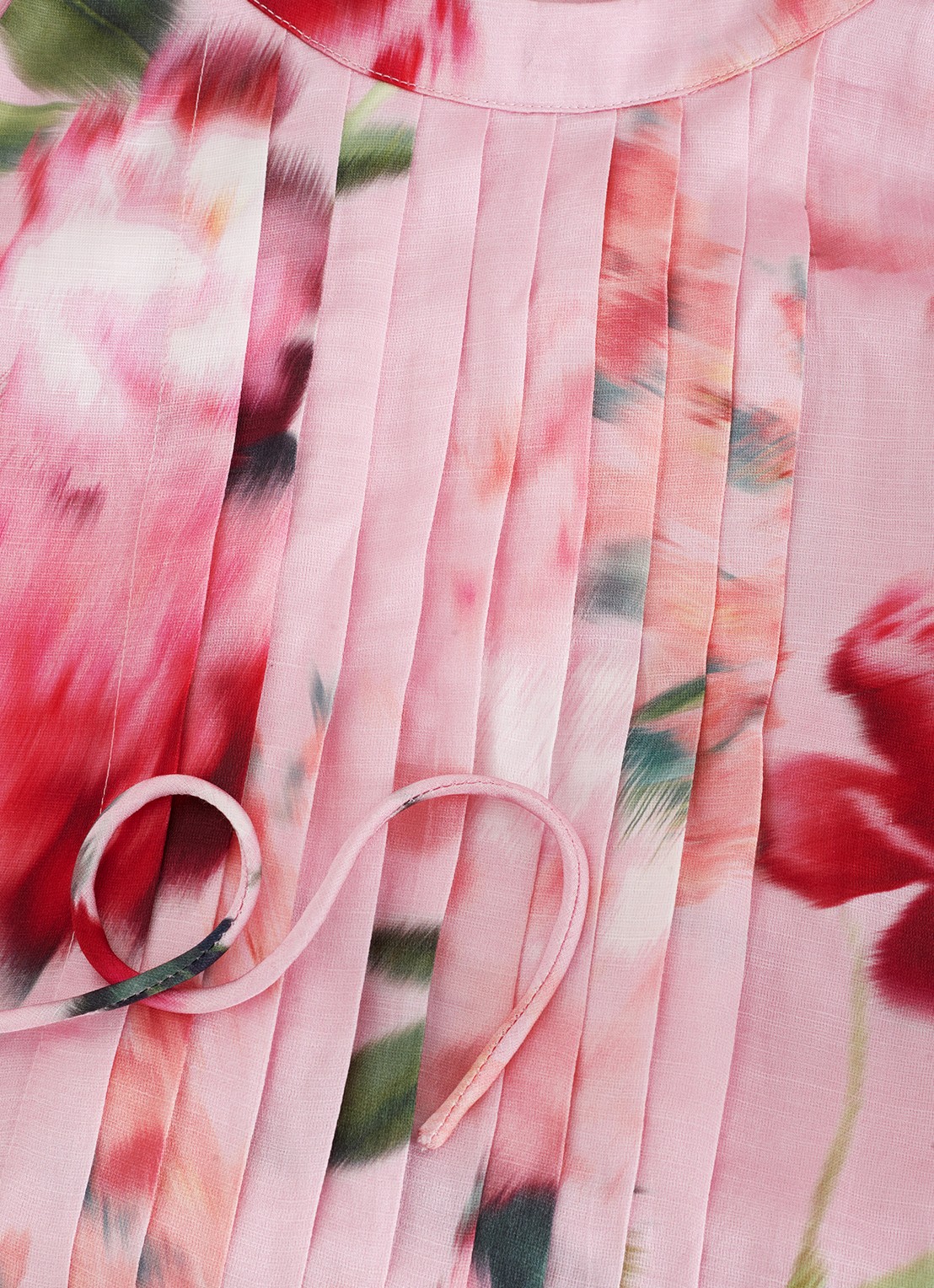 Phase Eight Bethany midi jurk in linnenblend met bloemenprint - detail 3 roze