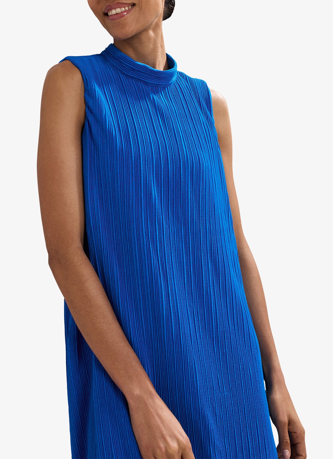 Phase Eight Betsie mini jurk met plissé - detail 5 donkerblauw