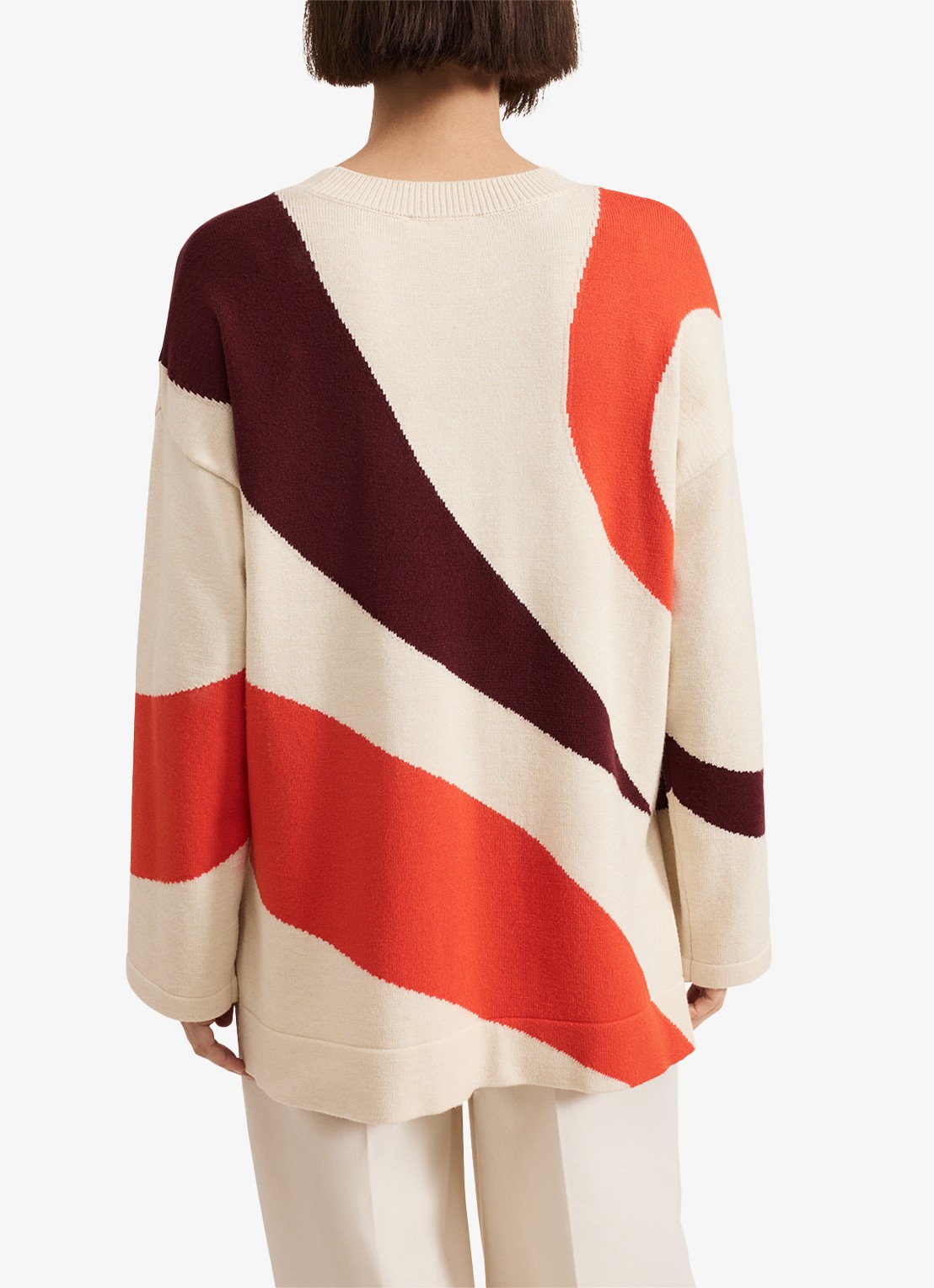 Phase Eight Bettie fijngebreide trui met colour blocking - achterkant 7 creme