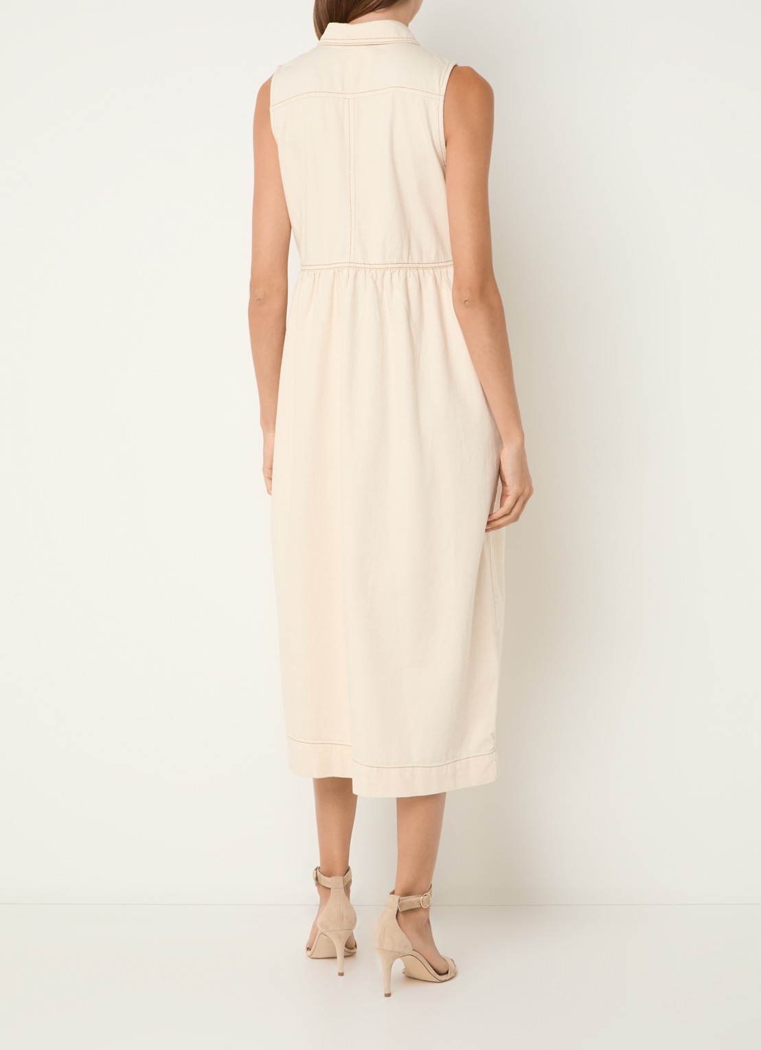 Phase Eight Blakely midi denim jurk met kraag - achterkant gebroken wit