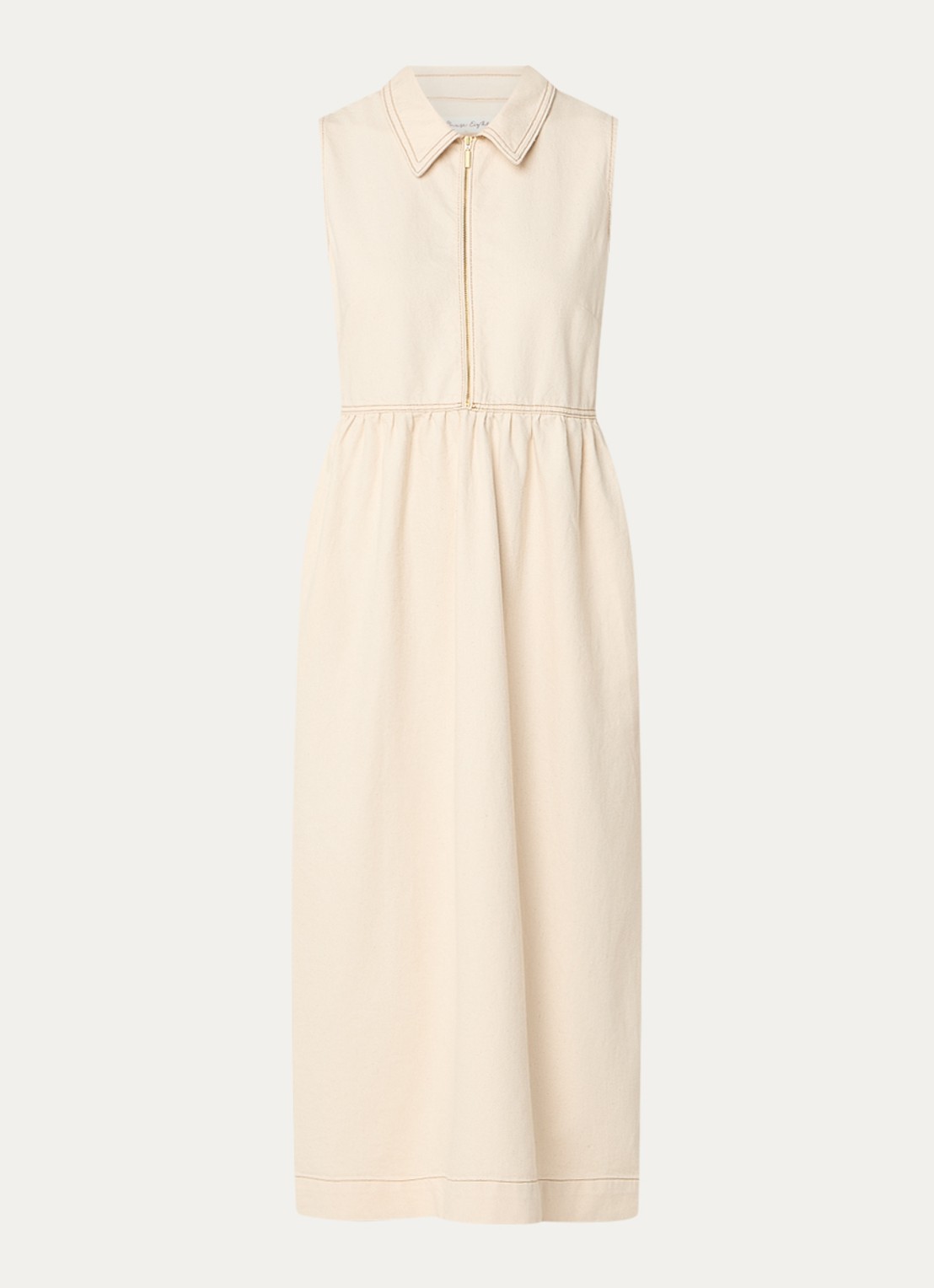 Phase Eight Blakely midi denim jurk met kraag - voorkant 2 gebroken wit