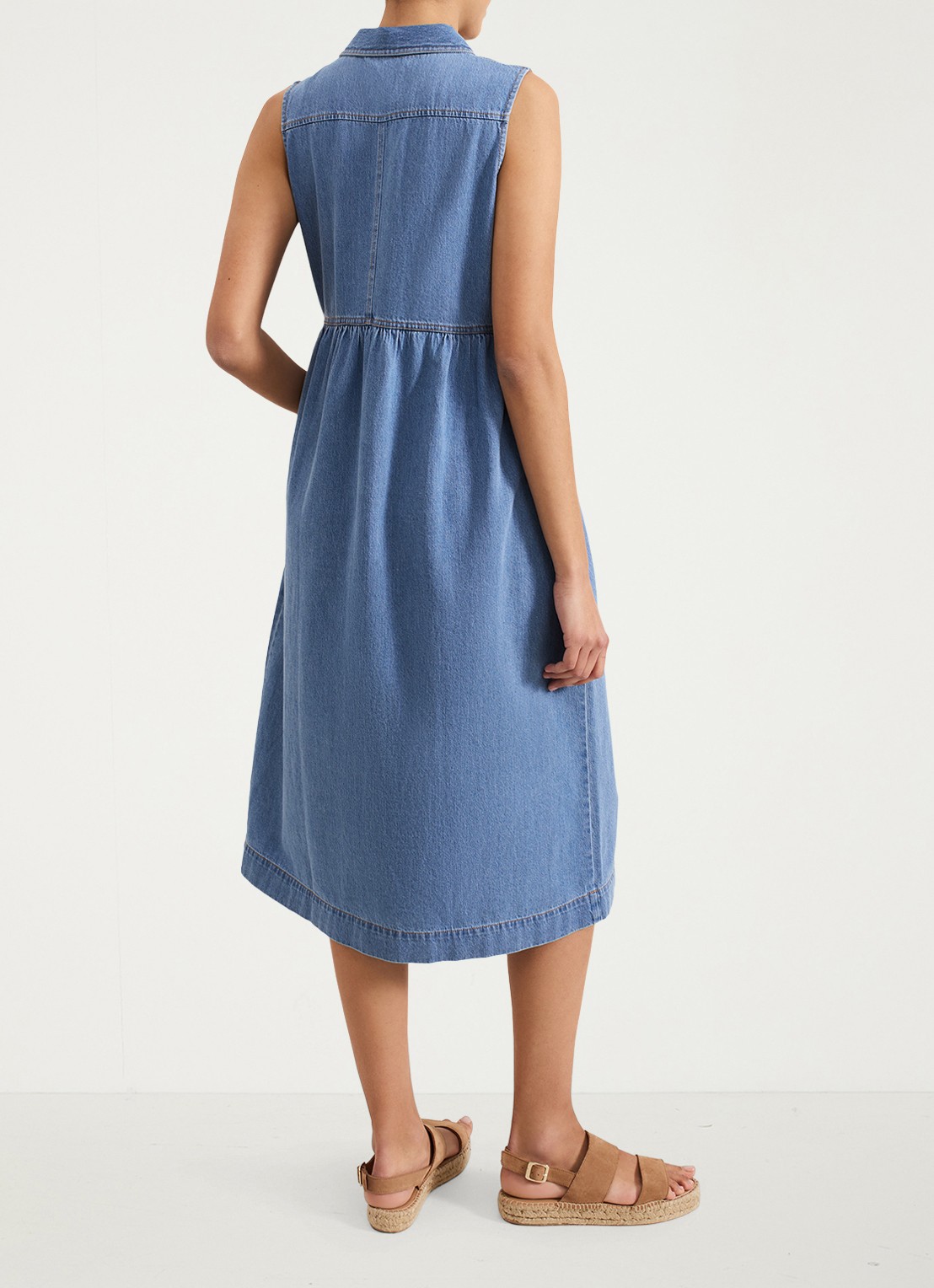 Phase Eight Blakely midi denim jurk met kraag - achterkant indigo