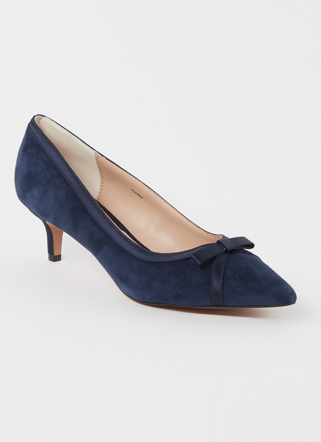Phase Eight Bow pump van geitensuède - voorkant 2 donkerblauw