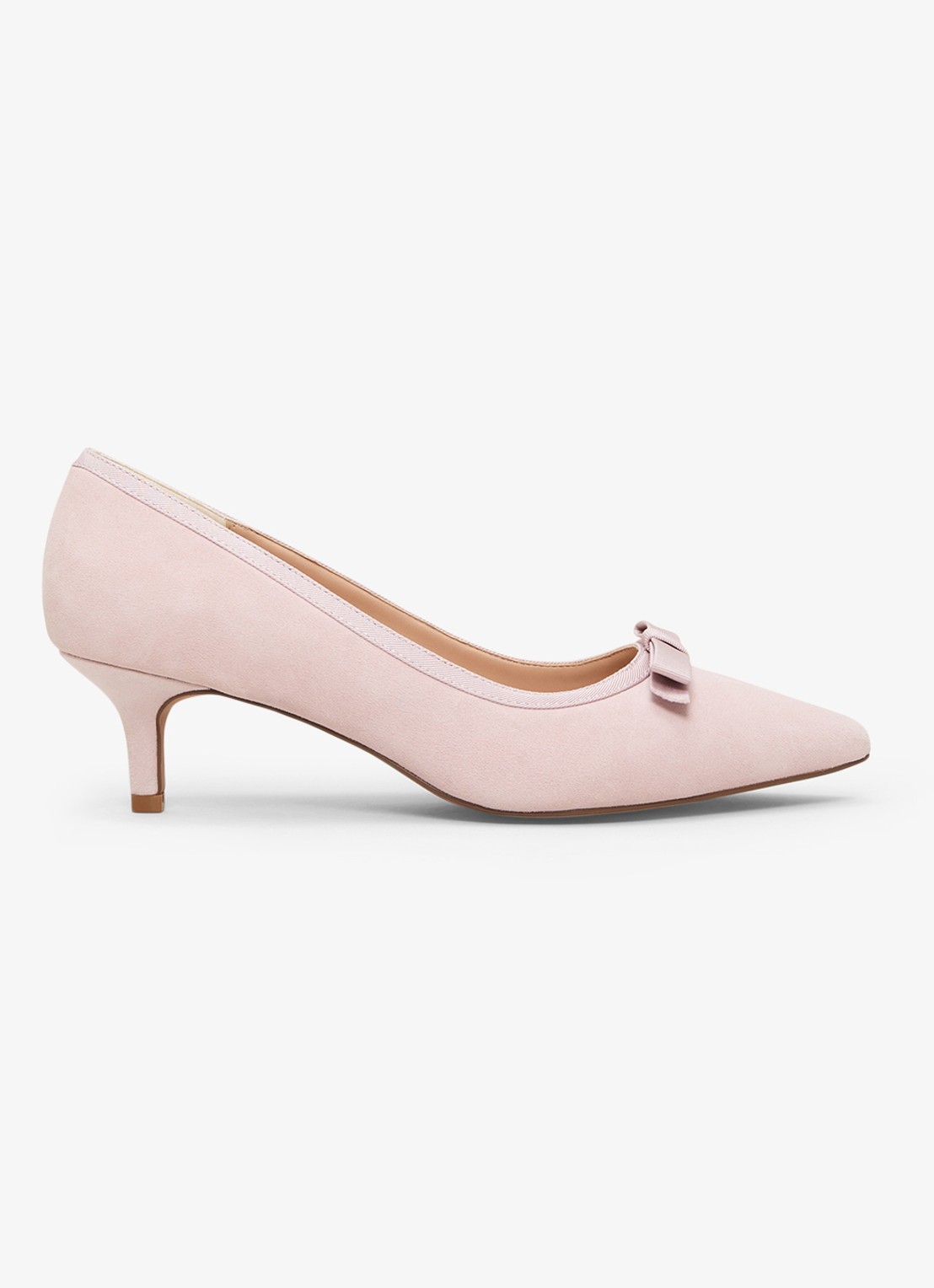 Phase Eight Bow pump van suède - voorkant 2 oudroze