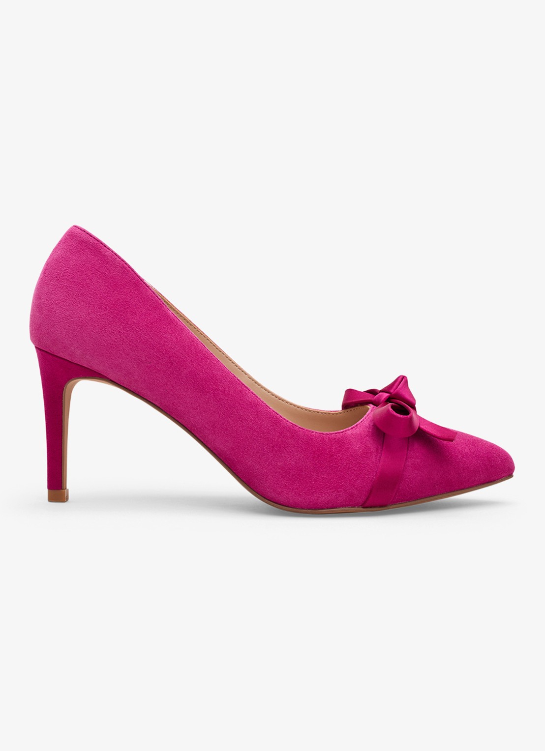 Phase Eight Bow pump van suède - voorkant donkerroze
