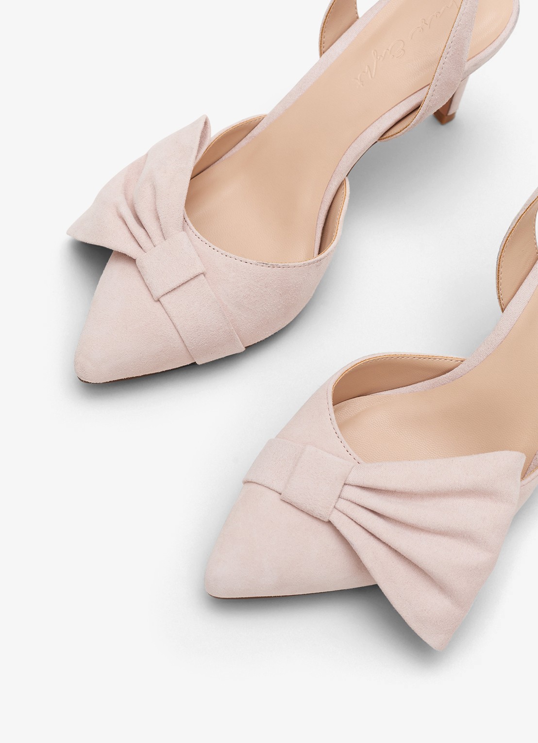 Phase Eight Bow sandalette van suède - detail 5 lichtroze
