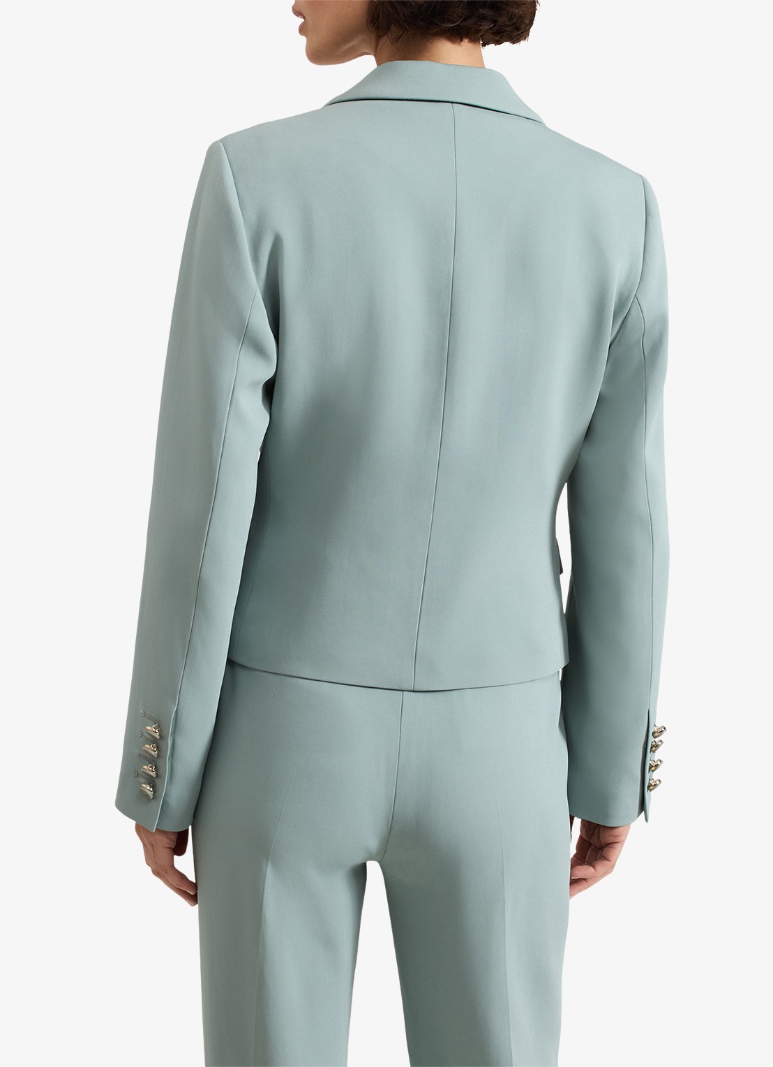 Phase Eight Bowen cropped blazer met klepzakken - achterkant 3 lichtblauw